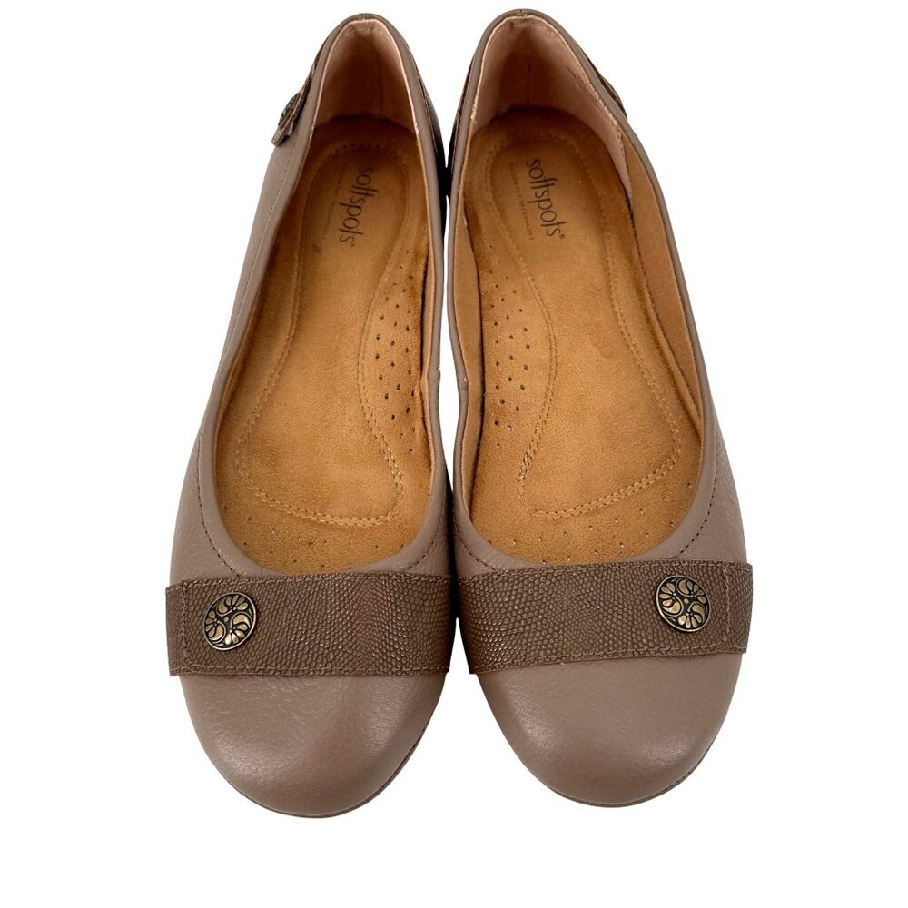 Softspots Womens Taupe Cushioned Insoles Leather Flats 9.5M - Picture 2 of 10
